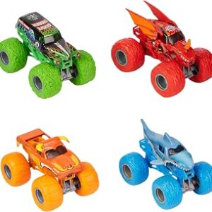 Monster Jam, Tough Treads Set, Official El Toro Loco, Megalodon, Grave Digger, and Bakugan Dragonoid Die-Cast Monster Trucks, 1:64 Scale, Kids Toys for Boys and Girls Ages 3 and up