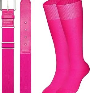 XZQTIVE Baseball Softball Socks and Baseball Softball Belt Combo Set Knee-High Soccer Socks for Kids Youth Adult