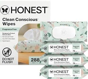 The Honest Company Hypoallergenic Multi-Use Baby Wipes for Sensitive Skin, Geo Mood, 288 Count