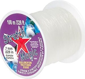 Stretch Magic Elastic Beading Cord – Clear Color, 0.7mm in Diameter, 100-Meter (328 ft) - Easy to Knot, Strong & Stretchy String for Making Beaded Jewelry