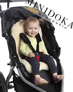 Desert Breeze Distributing Sheepskin Stroller Liner Insert - Stroller Mat for Seat Support - Baby Sheepskin Rug for Pushchair - Silky Soft Baby Cooling Mat for Travel in Summer or Winter Season
