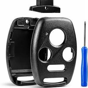 Cutting NOT Required - Key Fob Keyless Entry Remote Shell Case & Pad fits Honda 2003-2012 Accord / 2006-2013 Civic EX / 2009-2015 Pilot /2005-2006 CR-V