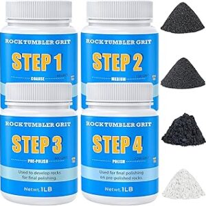 KomeStone Rock Tumbler Grit and Polish Refill Kit - 6 Pounds, Value Pack, Ideal for Up to 40 lbs. of Rocks, 4-Step Tumbling Media, Compatible with Any Rock Polisher, Better Results