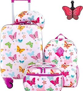 Travelers Club 5 Piece Kids' Luggage Set, Butterfly
