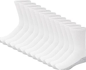 Hanes Men's Double Tough Socks, Crew and Ankle Moisturing Wicking Socks, Black & White, Multi-Packs