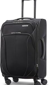 American Tourister 4 KIX 2.0 Expandable Softside Luggage with Spinner Wheels, 20 SPINNER, BLACK