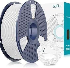 SUNLU 3D Printer Filament PLA Plus 1.75mm, SUNLU Neatly Wound 1.75mm PRO, PLA+ Filament for Most FDM 3D Printer, Dimensional Accuracy +/- 0.02 mm, 1 kg Spool(2.2lbs), White