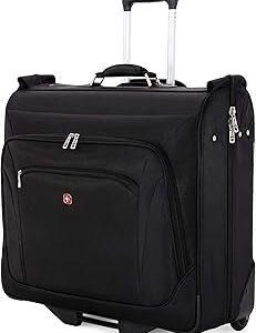SwissGear 7895 Premium Rolling Garment Bag, Bonus Hanging Feature, Men's and Women's, 24-Inch Luggage - Black