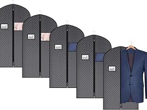 Univivi Suit Bags for Closet Storage and Travel, 40 Inch Hanging Garment Bags for Men Suit Cover with Clear Window and ID Card Holder for Suit Jacket, Shirt and Coat, 5 Pack, Black