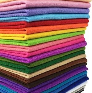 flic-flac 28pcs 12 x 8 inches (30cmx20cm) 1.4mm Thick Soft Felt Fabric Sheet Assorted Color Felt Pack DIY Craft Sewing Squares Nonwoven Patchwork