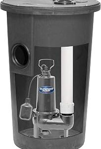 Superior Pump 93015-U Cast Iron Tethered Float Switch Sewage Pump with Basin Kit, 1/2 HP, Black