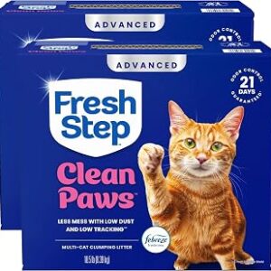 Fresh Step Advanced Clean Paws Multi Cat Clumping Cat Litter with Febreze Freshness, Low Dust, Odor Control with Ammonia Block Tech, Compatible in Automatic Litter Boxes, 37 lbs. (2 x 18.5 lb.)