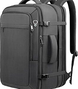Carry on Backpack for 1-10 Days Trips, Extra Large 40L-50L Travel Backpack TSA Approved, Expandable Laptop Bagpack, Water Resistant Bag Compatible with 17.3 inch Laptops, Black