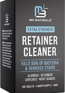 Retainer Cleanser Tablets Invisalign Cleaner, Removes Odors Discoloration Stains and Plaque 4 Month Supply Denture Cleansers Retainers Mouth Guards Denture Bath Mint by M3