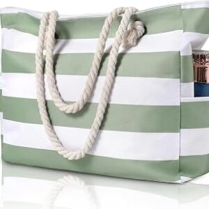 Clothirily Beach Bag for Women - Large Beach Tote Bag, Waterproof Sandproof Beach Bag with Zipper, Large Swim Pool Beach Tote