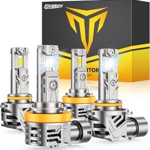 FAHREN 2026 Upgraded H11/H9/H8 9005/HB3 light Bulbs combo, 𝟏𝟏𝟎,𝟎𝟎𝟎𝐋𝐌 𝟏𝟐𝟎𝟎% Brighter 6500K with Cooling Fan H11 9005 Light Kits, 1.1 Mini Size H9 Bulb, CANBUS Ready Plug And Play, Pack Of 4