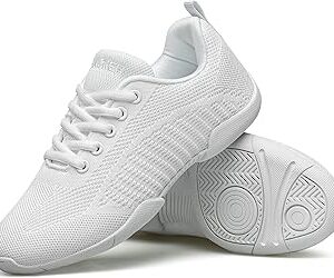 BAXINIER Girls White Cheerleading Shoes Breathable Youth Cheer Competition Sneakers Athletic Training Dance Tennis Walking Shoes