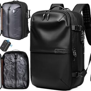 AirVault Vacuum Seal Travel Backpack 60L with Expandable HyperSeal Air Compression Vacuum System Water Resistant TSA Lock (Vacuum Pump Included, Black, 60L)
