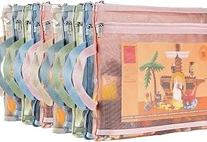 10 Pack Colored Mesh Zipper Pouch Bags, Double-Layer Nylon Puzzle Building Block Sets Toy Storage & Organization, Breathable See Through A4 Zipper Pouch with Handle for School Games