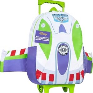 Disney Toy Story 2-in-1 Buzz Lightyear Carry On Luggage 18” Rolling Kids Mini Suitcase with Wheels & Handle 16L, Lightweight Travel Bag Gifts for Kids