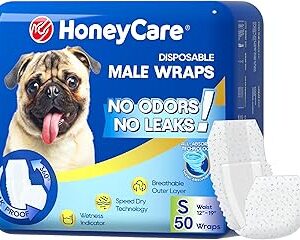 HONEY CARE All-Absorb A26 Male Dog Wrap, 50 Count, Small