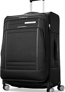 Samsonite UpLIFT Lightweight Medium Checked Softside Luggage with Spinner Wheels - Expandable - Airline-Approved, Polyester Soft Suitcase for Ultra Light Travel - Black