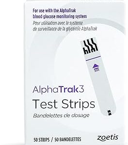 AlphaTrak 3 Test Strips for Use with AT3 Blood Glucose Monitoring System for Cats, Dogs, and Horses, 50 Count