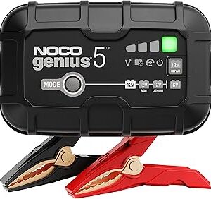NOCO GENIUS5: 5A 6V/12V Smart Battery Charger – Automatic Maintainer, Trickle Charger & Desulfator with Overcharge Protection & Temperature Compensation – for Lead-Acid & Lithium Batteries