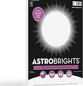 Astrobrights/Neenah Bright White Cardstock, 8.5 x 11, 65 lb/176 gsm, White, 75 Sheets (90905-02) - Packaging May Vary