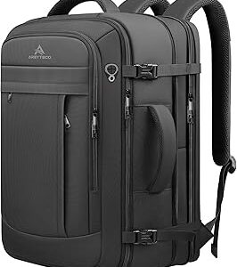 AREYTECO Travel Backpack, 50L Expandable Extra Large Laptop Backpack, Carry On Backpack Water Resistant Business Suitcase Daypack Bag Fits 17 Inch Laptops, Travel Gifts for Men Women, Black