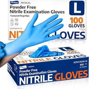 Supmedic Medical Soft Max™ Nitrile Exam Gloves, 100 Count Latex-Free Powder-Free Non-Sterile Food Safe Disposable Glove, Blue