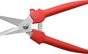Clauss Spring-Action Stainless Steel Wire Cutters / Pruning Shears For Gardening, Red, 7.5’’ (33503)
