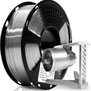 Geeetech Silk PLA Filament 1.75mm for 3D Printer, Metal-Like Shiny 3D Filament 1kg (2.2lbs) 1 Spool, Dimensional Accuracy +/- 0.02 mm, Metallic Silver Silk Filament
