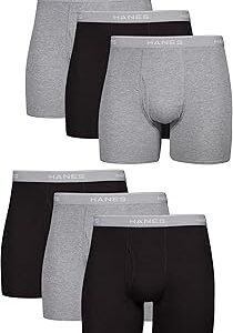 Hanes mens Underwear Boxer Briefs Pack, Cool & Breathable Cotton Moisture-wicking Underwear for Men, No Ride Up