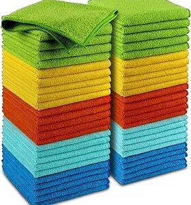 AIDEA Microfiber Cleaning Cloth, 50PK, Microfiber Towels for Cars, Premium Wash Cloths, Dusting Cloth Cleaning Rags, Absorbent Towels for SUVs, House, Kitchen, Window, Cleaning Supplies12×12