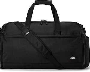 Halfday Convertible 2-in-1 Premium Garment Duffel Weekender Bag 45L | Wrinkle-Free Travel, Hanging Suit Compartment, Shoe Pockets, Trolley Sleeve. Balistic Nylon Carry-on, Jet