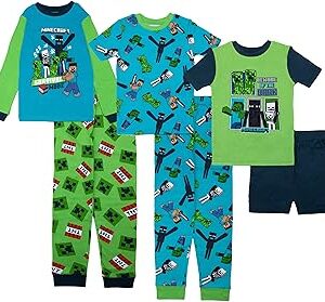 Minecraft Boys' 6-piece Snug-fit Cotton Pajama Set, Soft & Cute for Kids