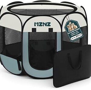Dog Cat Playpen, Portable Small Animal Playpen Crate Indoor for Dogs Cats Rabbits, Foldable Guinea Pigs Bunny Cage Enclosure for Outdoor, Pop Up Dogs Cats Tent Kennel with Carrying Case, Grey