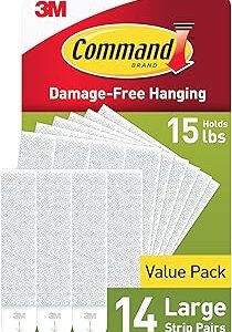 Command 15 lb Large Picture Hanging Strips 14 Pairs (28 Strips), Damage-Free Hanging Picture Hangers, No Tools Wall Hanger for Home Decor, White Adhesive