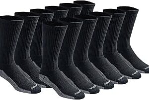 Dickies Men's Dri-tech Original Moisture Control Crew Socks, Available in M-xxl (6, 12, 18 Pairs)