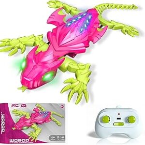 Wall Climbing Gecko Lizard, Kids Toys Remote Control Car, Rechargeable Wall Crawler Gecko Robot, Boys & Girls Ages 12+, 360° Stunt Crawler, LED Lights, Safe Indoor Fun Birthday Gift