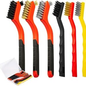 6Pcs Wire Brush Set, Stainless Steel/ Brass/ Nylon Bristle Brushes for Cleaning Rust, Scratch Wire Brushes for Cleaning Welding Slag, Paint and Dirt Removal