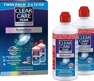 Clear Care Plus Cleaning Solution with Lens Case, Twin Pack, Multi, 12 Oz, Pack of 2
