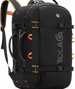 Tolaccea Travel Backpack for Men Women, 40L-50L Carry On Backpack with Wet Dry Compartment, TSA Approved Laptop Daypack Fits 15.6, Convertible Expandable Large Rucksack Duffel Bag for Work Travel