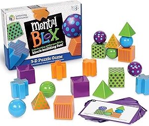 Learning Resources Mental Blox Critical Thinking Game, Homeschool, 20 Blocks, 40 Activity Cards, Ages 5+,Multicolor