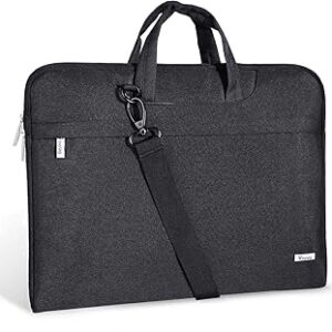 Voova Laptop Bag 17 17.3 Inch Waterproof Laptop Sleeve Case with Shoulder Straps & Handle, Computer Case Cover Slim Briefcase Compatible with 17-18” Hp Dell Asus Acer, Black