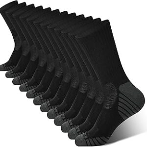 BAMBOO COOL Men's Crew Socks Athletic Running Sports Socks, Cushioned Moisture Wicking, Breathable Arch Support 6 Pack