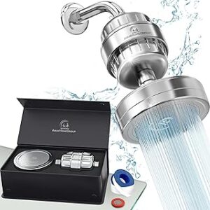 AquaHomeGroup High Pressure Filtered Shower Head with 20+3 Stage Shower Filter | 1.8 GPM California Compliant | Reduces Chlorine - Softer Skin & Hair