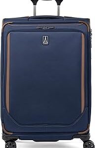 Travelpro Crew Classic Lightweight Softside Expandable Checked Luggage, 8 Wheel Spinner Suitcase, TSA Lock, Men and Women, Checked Medium 25-Inch, Patriot Blue