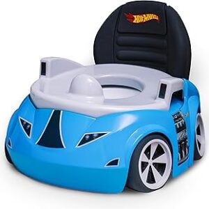 Hot Wheels Blue Race Car Potty Training Toilet, Race Car Potty Seat Includes Detachable Toddler Toilet Seat and Kids Potty, Ages 12 Months and Up